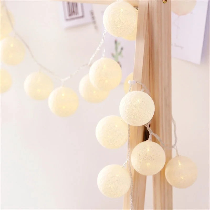 Guirlande boules lumineuses coton