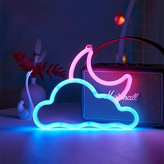 Neon chambre Lune/nuage