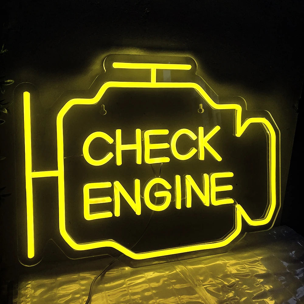 neon garage Check engine jaune