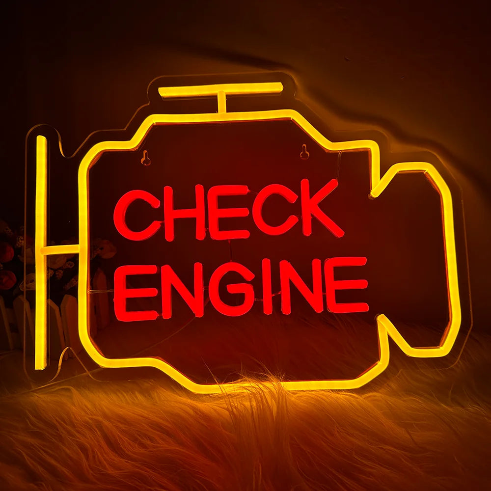 neon garage Check engine rouge