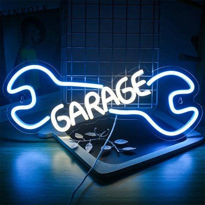 neon garage Garage blanc/bleu 