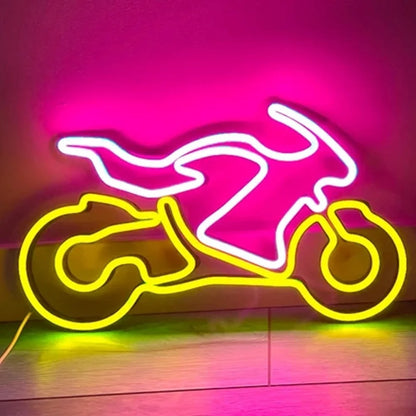 neon garage Moto rose/jaune 